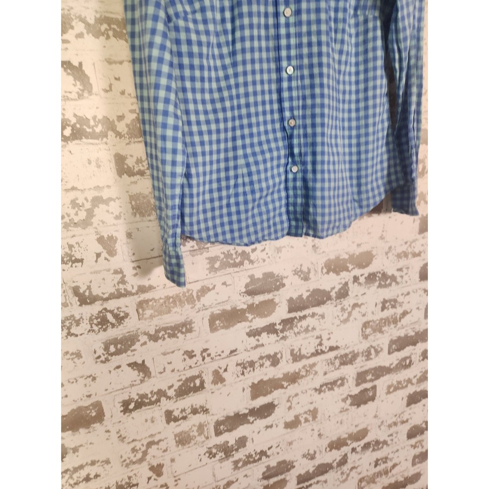 J. McLaughlin Blue Gingham Check Button Down Shirt Cotton‎ Preppy Size 8 - Picture 3 of 15